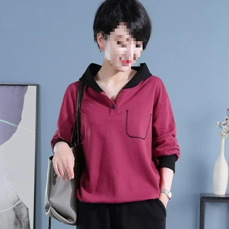 

Осенний свитер женский новогодний свободный модный сшивной омолаживающий осенний универсальный M розы красного