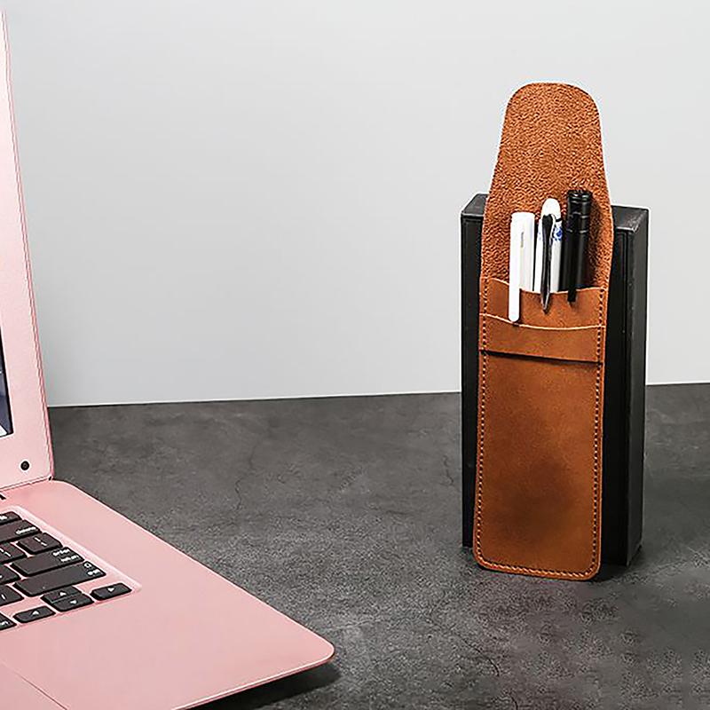 Husă de pix din piele vintage Husă portabilă de buzunar pentru stilou Mini geantă de depozitare pentru articole de papetărie pentru studenți de călătorii de afaceri Rechizite de birou