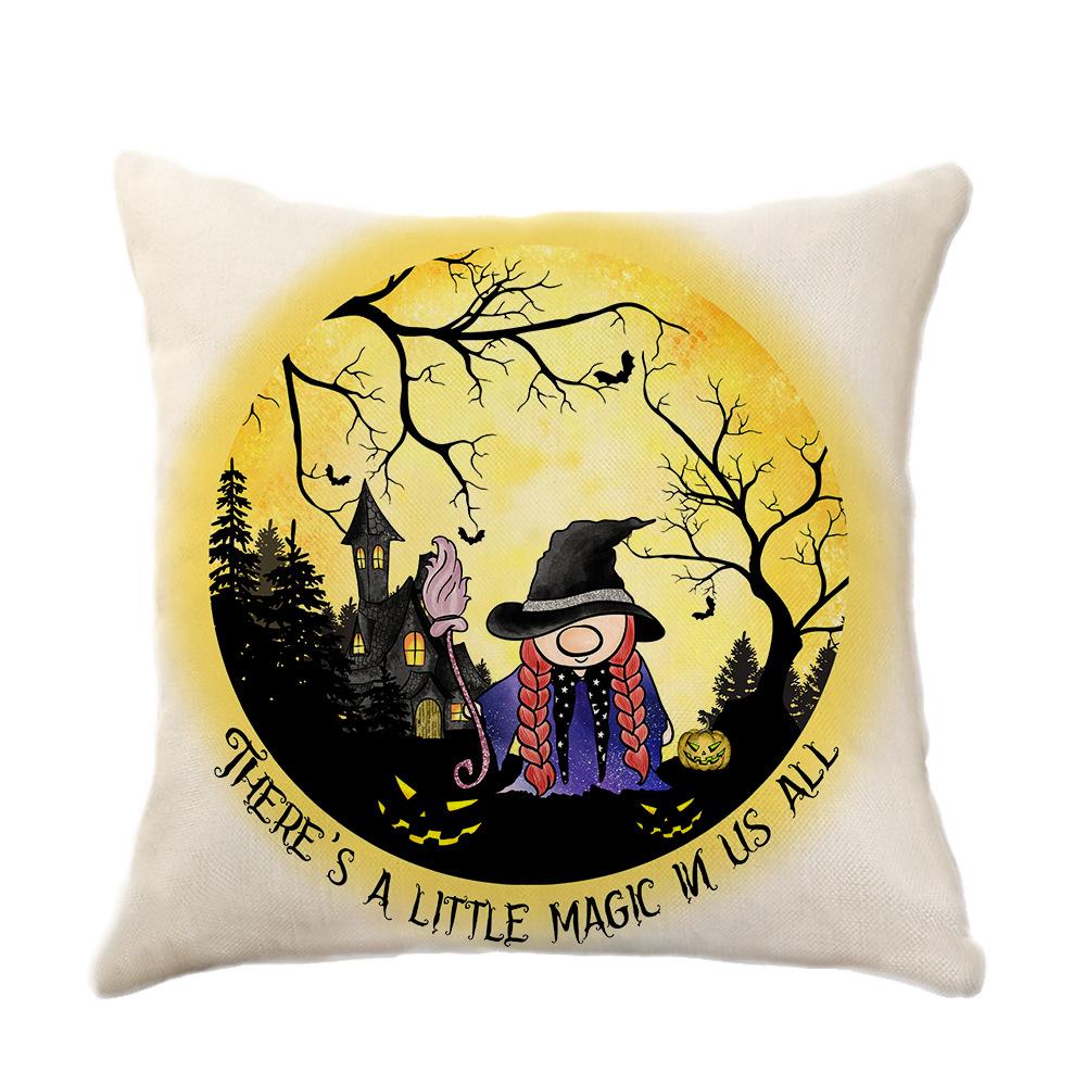 

Новая льняная наволочка на Хэллоуин, мультяшная, нарисованная от руки, элементы Хэллоуина, цифровая печать, подушка 45Cm pillow cover