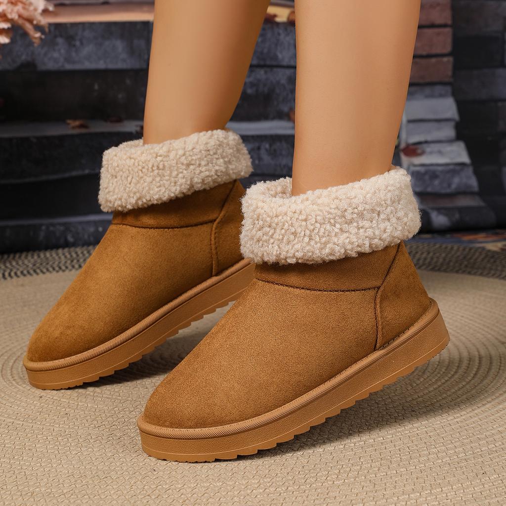 New Fashionable Round Toe Elegant Snow Boots Winter Flat Wear-resistant Soft Students Plus Velvet Warm Women's Shoes