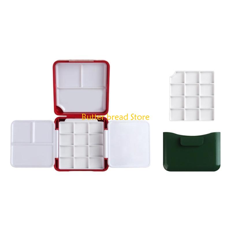 W89C Акварельная палитра с емкостью для мытья кистей, складная палитра с 12 ячейками, портативный кейс-палитра для акрила