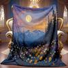 Comfortable Mountain Starry Sky Pattern Flannel Blanket Soft High-Definition Digital Print Night Forest Flower Landscape Cooling Blanket All-Season Us