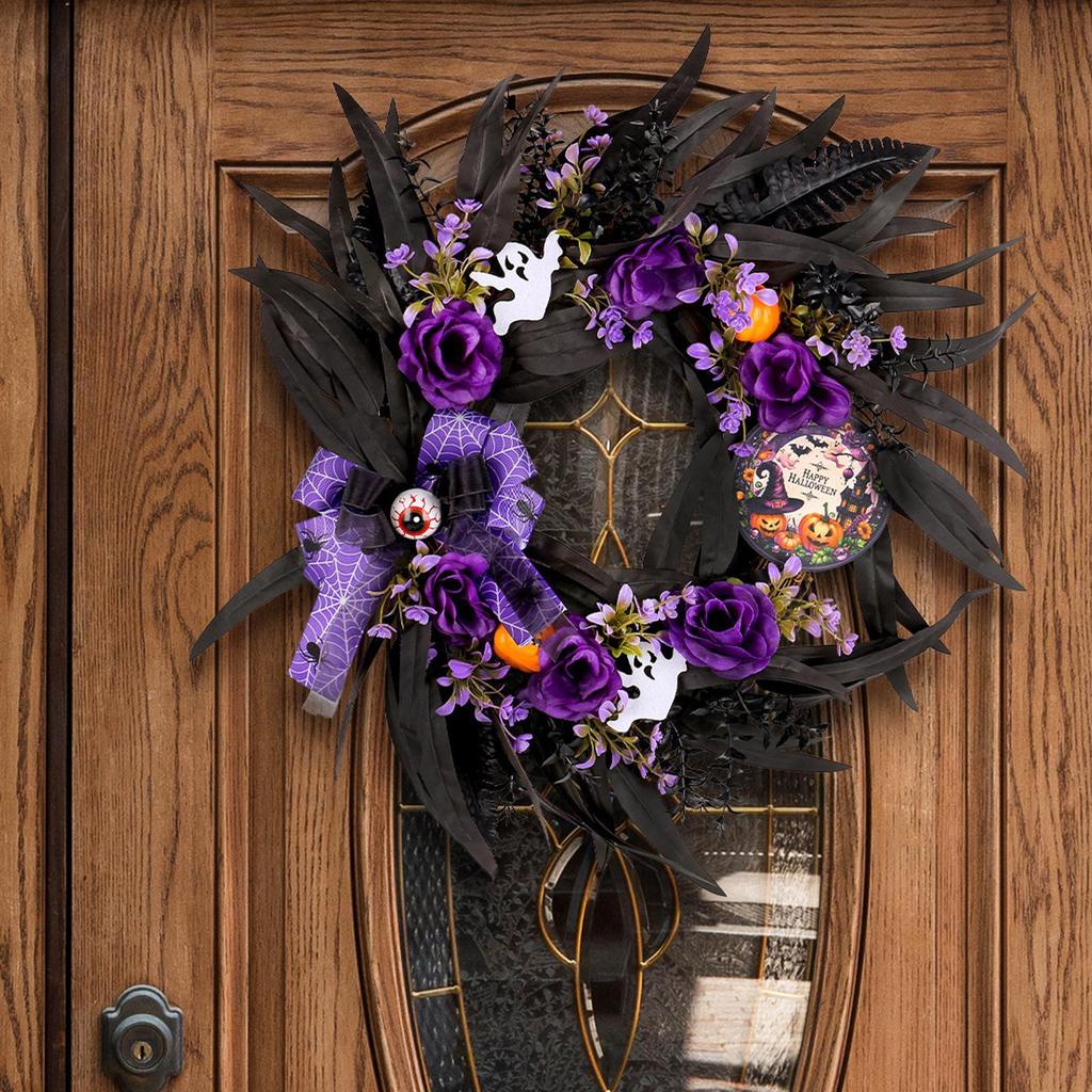 Halloween Wreath Spooky Halloween Decoration Wreath dead branch vine circle door hanging decoration for Porch Entrance