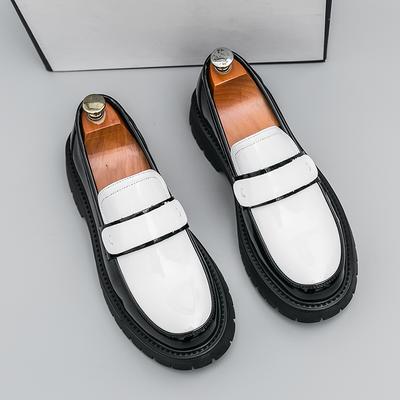 Fashion New Men Fashionable Loafers Black White PU Thick Soled Breathable Shoes Men Comfortable Fashionable Big Toe Leather Shoes 38-46