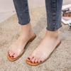 Sandales d'extérieur transparentes pour femmes, pantoufles plates d'été à la mode, pantoufles pour femmes, chaussures sophistiquées, généreuses et élégantes pour femmes