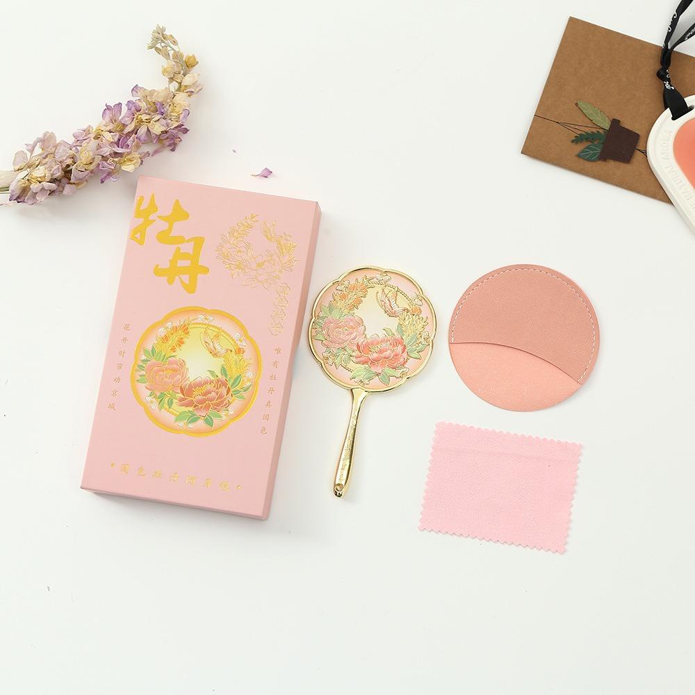 Vintage Chinese Style Metal Mirror Portable Pocket Make-up Mirror Flower Handheld Mirror  Gift