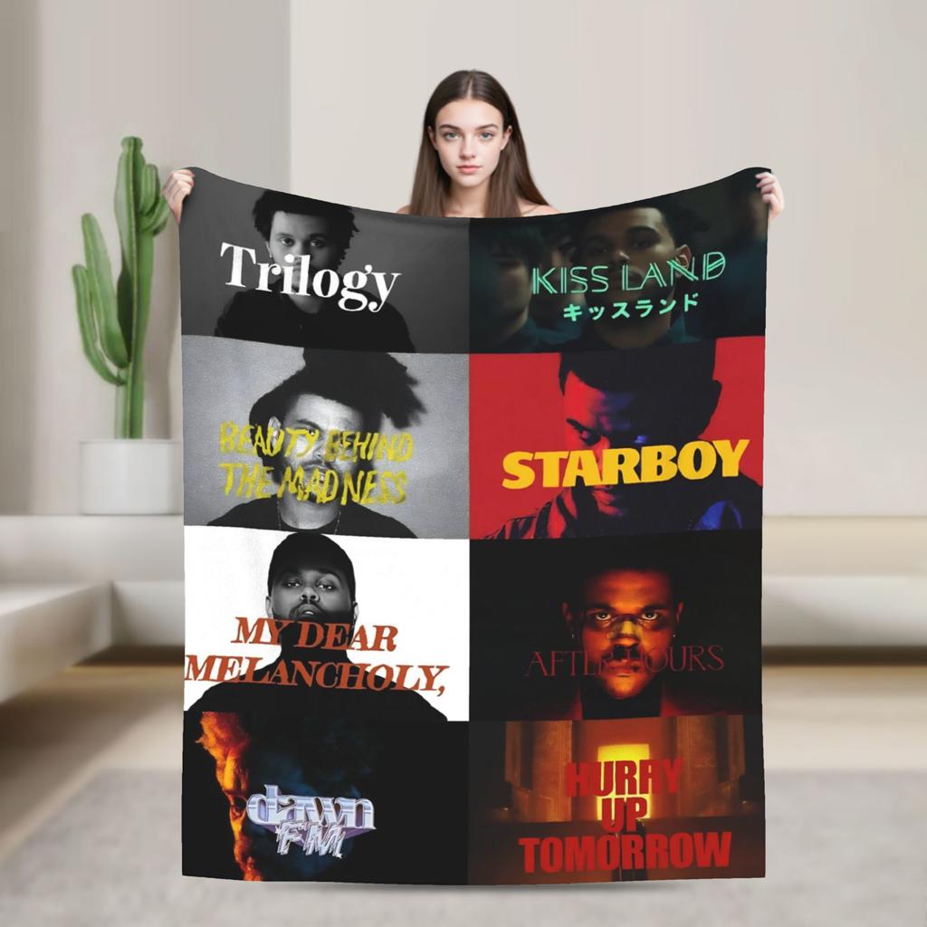The Weeknds Rapper Singer Flannel Blanket New Album Hurry Up Tomorrow Warm Soft Throw Blanket for Bedspread Sofa Bed Cover