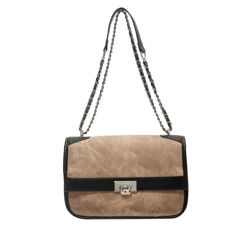 Ielgy Retro Contrast Color Fashion Chain Messenger Bag Shoulder Underarm Small Square Bag