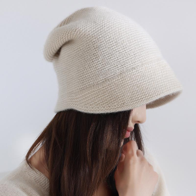 Damen 100% Reines Kaschmir Strickmütze - Lässig, Vielseitig, Einfarbig, Warmes Modeaccessoire