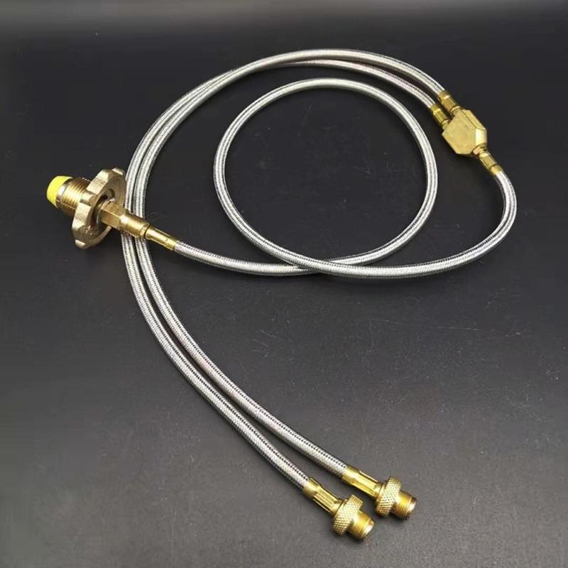 Gas Cylinder Tube Double Head Connecting Adapter Flat Gas Tanks Pipe Connection Joint Outdoor Gas Tanks Hose Splitter