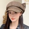 Cute Cat Ear Beret Hat Women - Vintage Octagon Cap With Polka Dots Wide Brim Adjustable Fit Fall Fashion