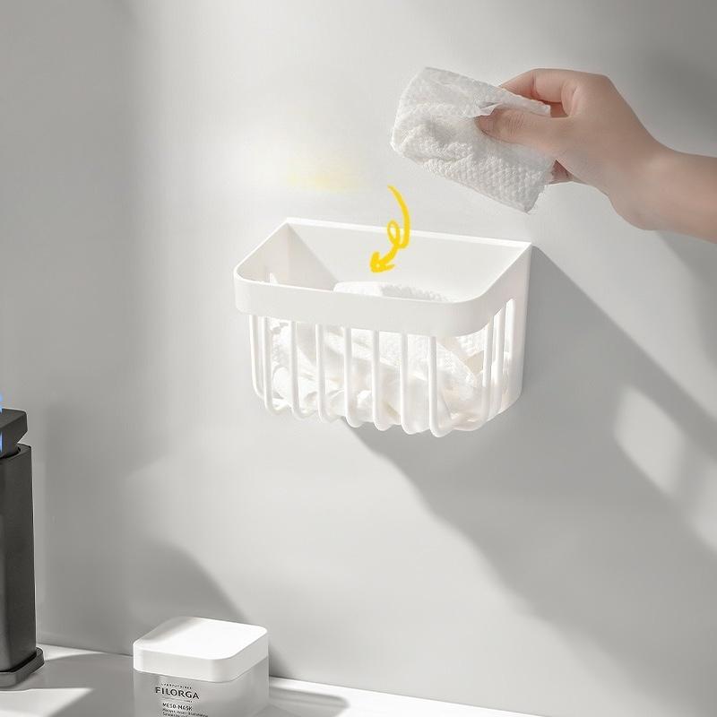 Face Towel Storage Box, Wall-mounted Face Towel, Toothpaste, Soap, Hollowed-out Draining Storage Rack, Sink, Bathroom Storage Rack