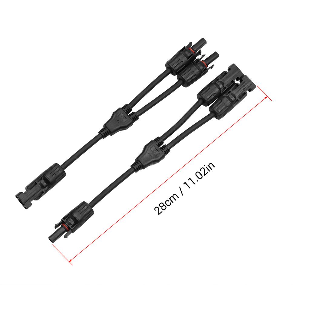 Y Branch Solar Connectors Parallel Cable Adapter 2-Way Solar Cable Connector Self-locking IP67