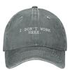 I DONT WORK HERE Washed Baseball Cap Funny Vintage Hip Hop Hats Summer Men Adult Kpop Rock Sunscreen Snapback Cap