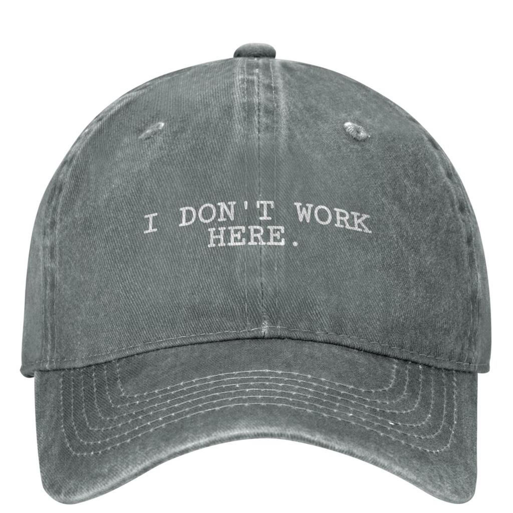 I DONT WORK HERE Washed Baseball Cap Funny Vintage Hip Hop Hats Summer Men Adult Kpop Rock Sunscreen Snapback Cap