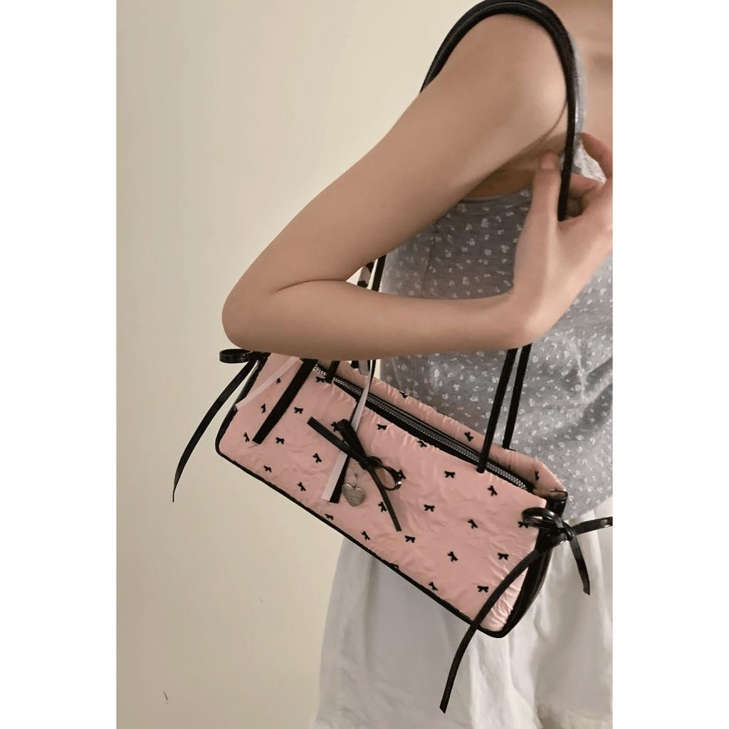 Niche High-end Underarm Bag Women's New Girl Style Fashion Handbag Bow Shoulder Bag