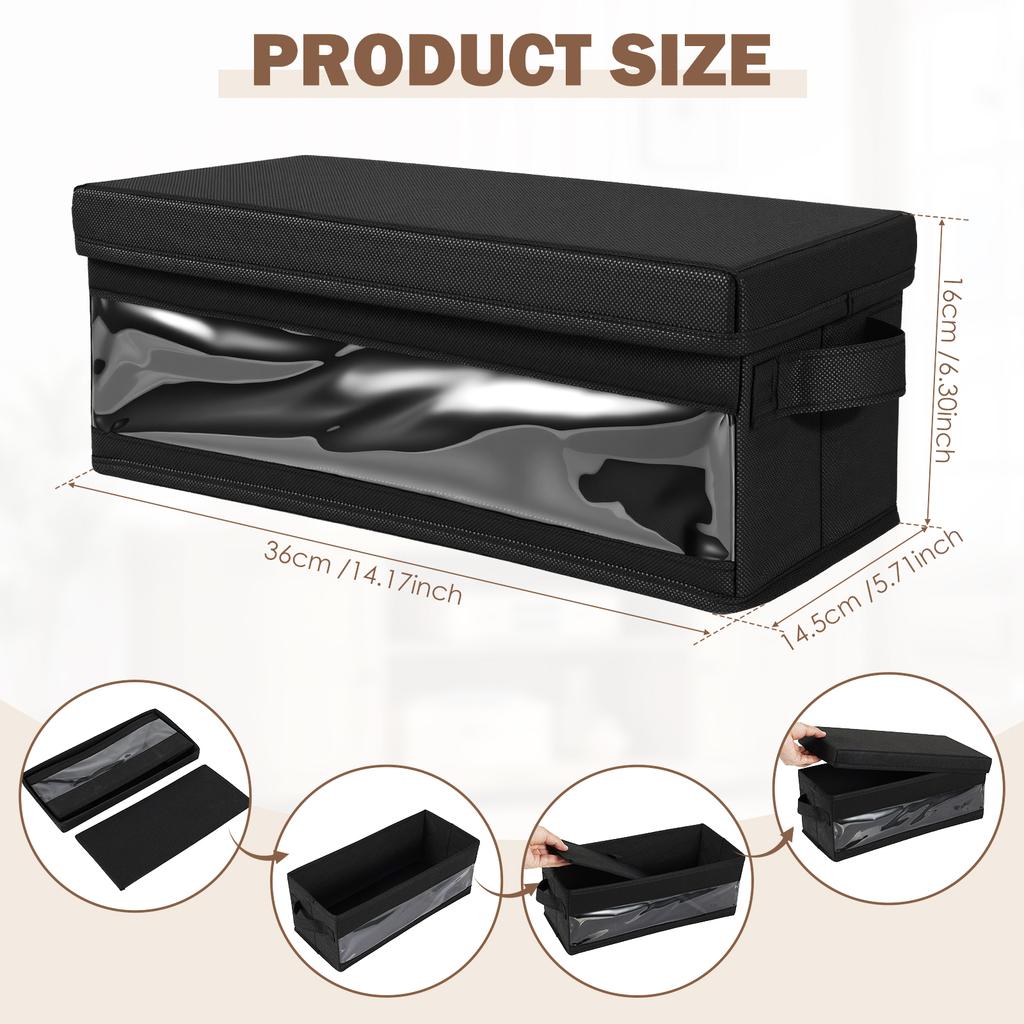 2 Pcs CD Storage Box Large Capacity Foldable CD Package Portable CD DVD Case Nonwoven Fabric with Window and Handle Car CD Box