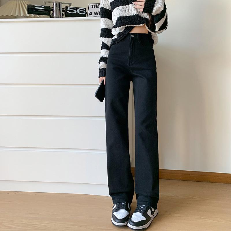 

Spring Arrival: Women s High Waist Slim Straight Jeans, Nine-Tenth Length, Retro Style to Elongate Legs Small