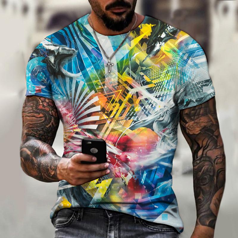 Street Art Graffiti 3D Harajuku Print Men's Women's Summer Crewneck Short Sleeve Fashion Casual T-shirt Tops Hip Hop Personality