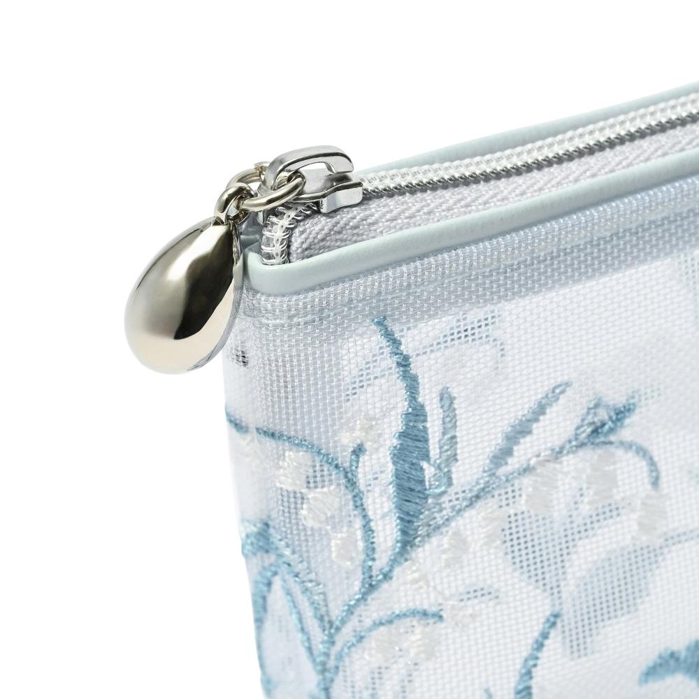 Franc Franc Japan Netz Stickerei Stift und Zahnbürste Tasche Hellblau