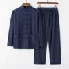 Men's Retro Chinese Style Tang Suit - Cotton and Linen Long-Sleeved Zen Top for Tai Chi.