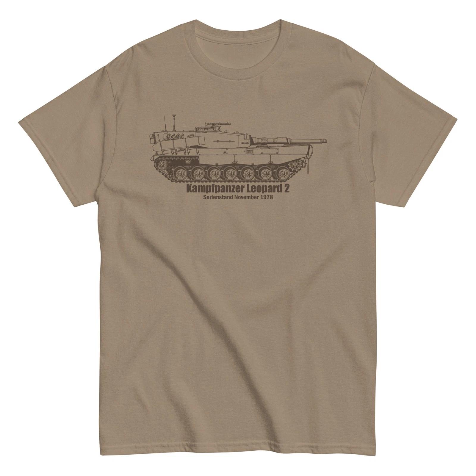 Leopard 2 Tank Blueprint T-Shirt Military Technical Drawing Shirt M
