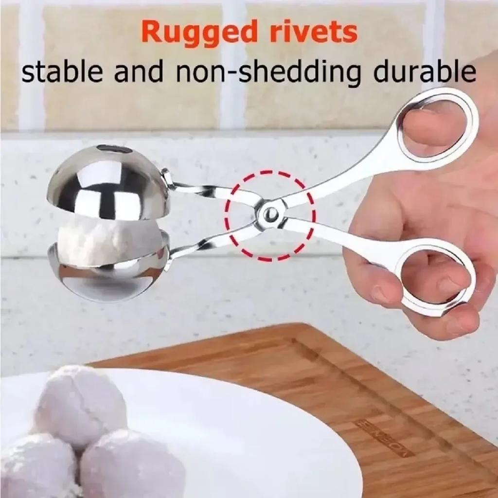 Fleischbällchen-Maker-Werkzeug, Edelstahl-Clip, runder Reisbällchen-Former, Löffel, Fleischbällchen-Herstellungsform, antihaftbeschichtet, gefülltes Küchengerät