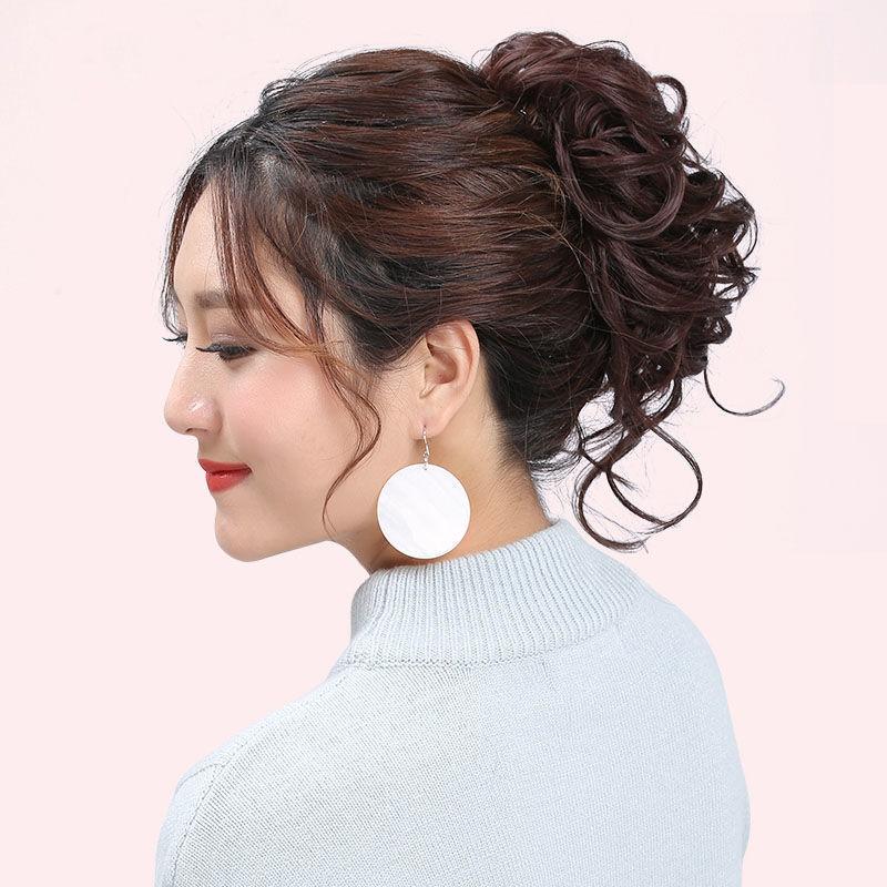 Synthetischer Haarknoten Damen Pferdeschwanz Haarverlängerung Scrunchie Elastisch Dutt Haarteile Scrunchie Wickel