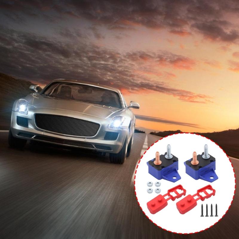 2Pieces 15A Automatic Reset Circuit Breakers Overcurrent Protectors 6-28VDC Systems Plastic Housing Mounting Wing Design