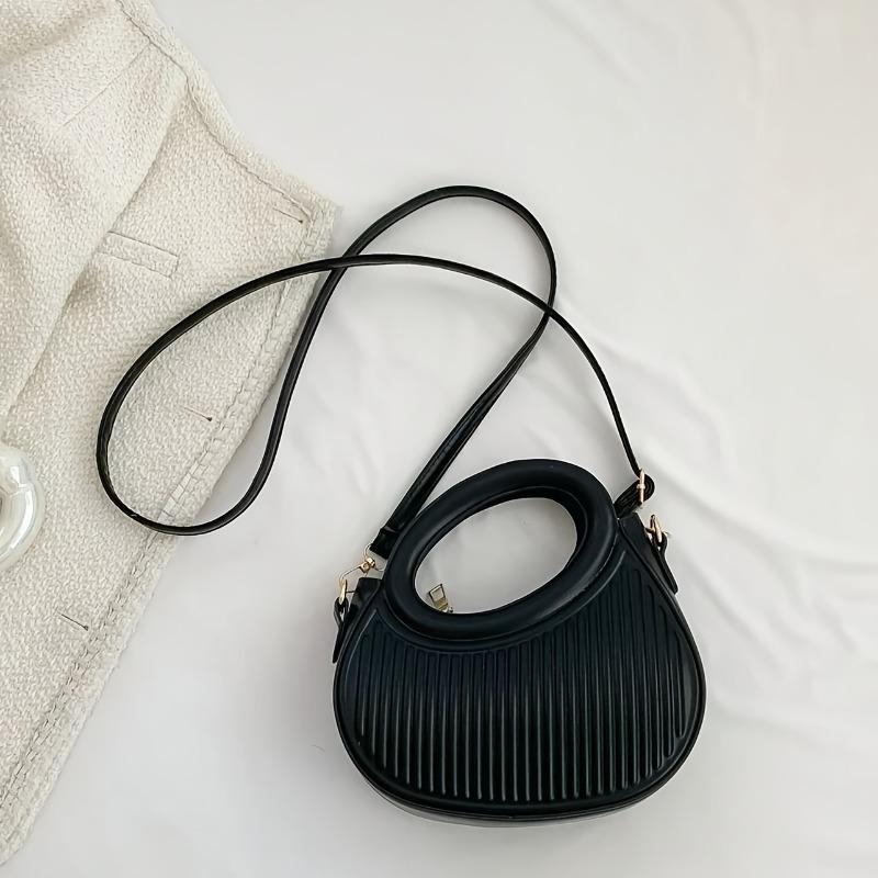 Solid Color Simple Vertical Pattern Handbag, Persalized and Trendy Women's Crossbody Bag, Suitable for Commuting and Travel