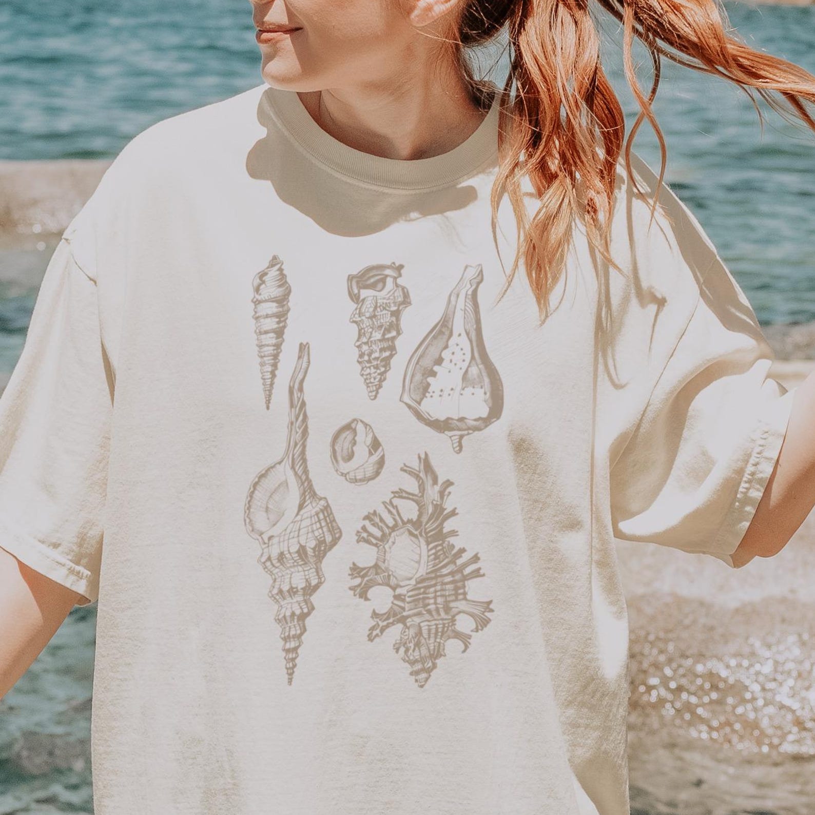 Mollusks Shell Illustration Shirt Tshirt Comfort Colors Coastal Ocean Nature Graphic Tee Seashell Shirt Beach Vacation 160