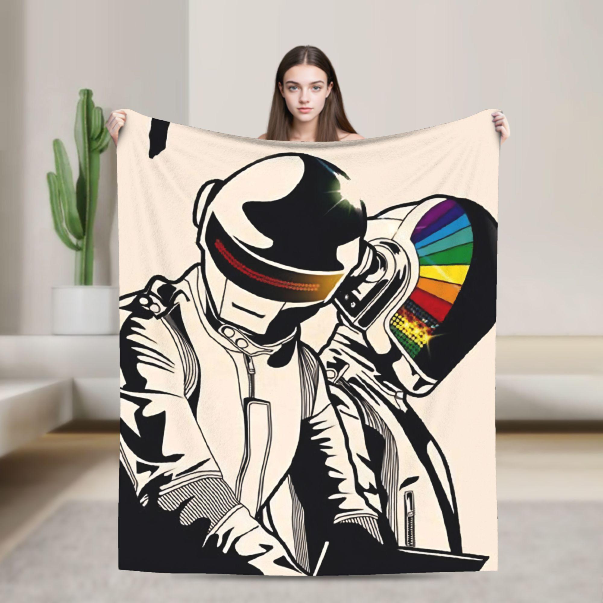 

Helmet Random Daft Punk Flannel Blanket Soft Warm Bedding Throws for Couch Bed Airplane Travel Print Bedspread Sofa Bed Cover 75x90cm