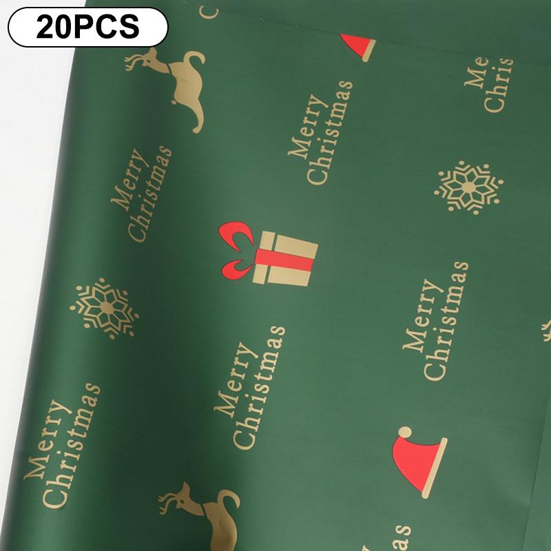 20-Count 57*57cm Flower Wrapping Papers for DIY Xmas Bouquet Packaging, Waterproof Xmas Gift Wraps