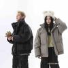 Winter Thick Cotton Jacket Embroidered Stand Collar Loose Warm Coat Men Couple American Style