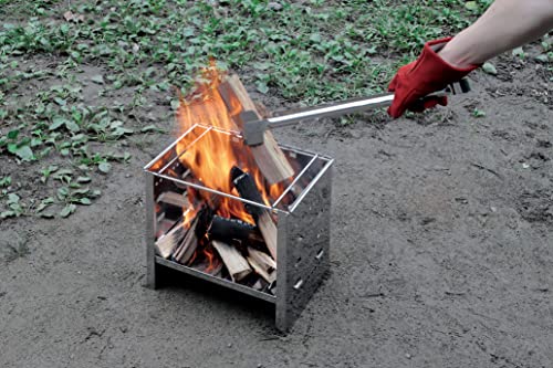 Captain Stag UG-95 BBQ Stove, Bonfire Stand, 3-in-1, Folding, Smart Grill, A4-Size, 3 Adjustable Levels, Stainless Steel, with Storage Bag