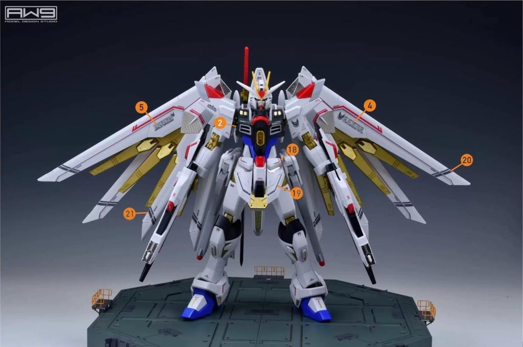 HG 1/144 Mighty Strike Freedom Gundam Custom Detail Up High-Quality Stainless Steel Parts with Water-Transfer Decals