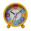 Learning Clock for Kids, Small Yellow Metal Analog Alarm Clock for Children's Time Learning, Suitable for Boys and Girls