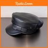Face Color Solid Slimming  Navy Cap Short Visor Leather Material Supplies Women