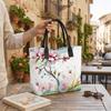 Watercolor Peach Blossom Print Casual Portable Large Capacity Shopping Tote Bag