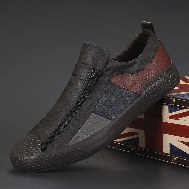 Men's Sneakers High Quality Men Shoes Comfortable Leather Shoes Wear-resistant Plus Size Casual Driving Shoes