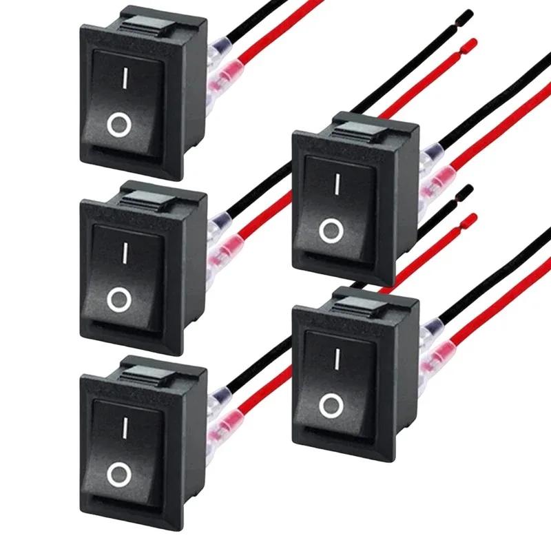 1/5/10pcs Car Motorcycle Toggle ON-OFF 2 Pin Rocker Switch with 16CM Pre-Wired Terminals 12V/24V Power Switch for Marine Boat
