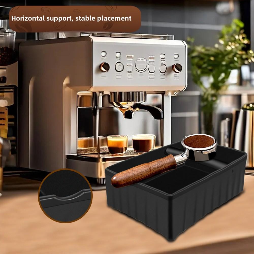 Espresso tapping box, coffee grounds tapping box, with tapping rod and non-slip rubber base, barista espresso tapping box(Black)