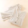 Women's Autumn V-neck Cotton Linen Homewear Set - Loose Long Sleeve Top & Pants. Can Be Worn Outdoors.