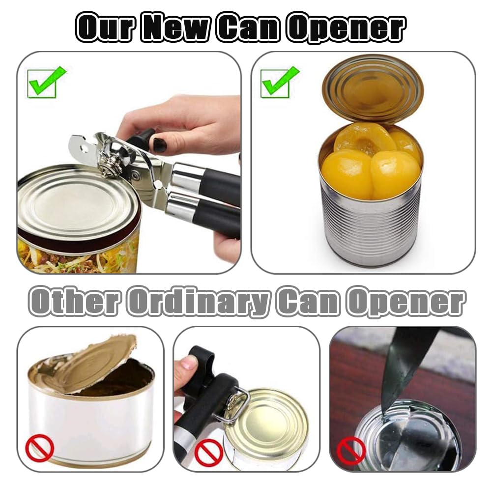 Stainless Steel Manual Tin Openers,Tin Openers Can Opener,3-in-1 with Non-Slip Handle Can Openers Perfect Kitchen Tool