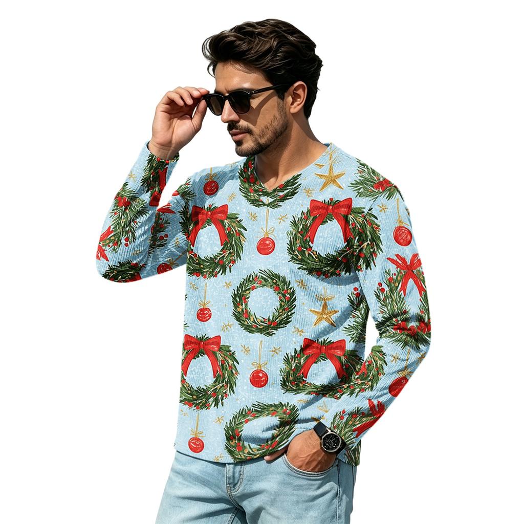 Men's Casual Loose Fit V-Neck Top
