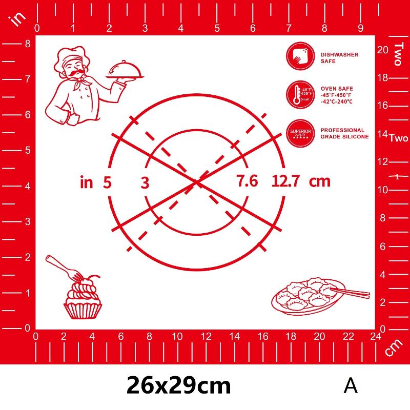 1 Stück Silikon Antihaft-Küchenhelfer Backformen Backmatte Knetmatte Teigmatte Pizza Kuchen Teigbereiter Küche Kochen Grill