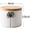 Ceramic Retro Flower Sugar Bowl Spice Jar Storage Pot with Wooden Lid