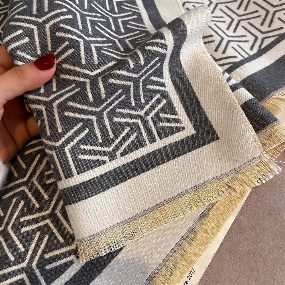 Luxury Cashmere Stripe Scarf Winter Women Pashmina Shawls Warm Blanket Wraps Female Foulard Bandana Brand Thick Scarves Hijab