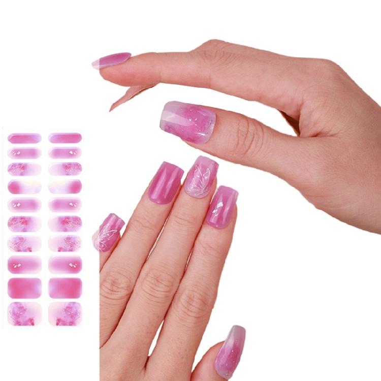 Nails Polish Stickers Semi Cured Gels Nail Strips Light Required Gels Wraps