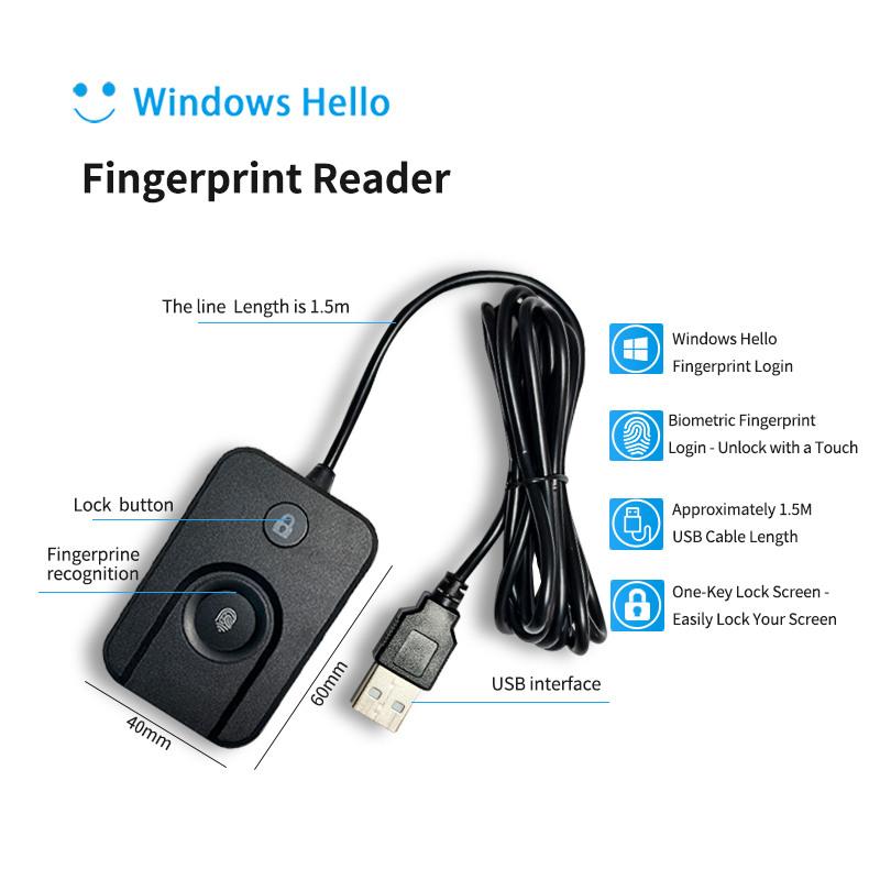 USB Reader Biometric Fingerprint Login Lock Screen Scanner Module Device For Windows 10 11 Hello and Security Key Safe